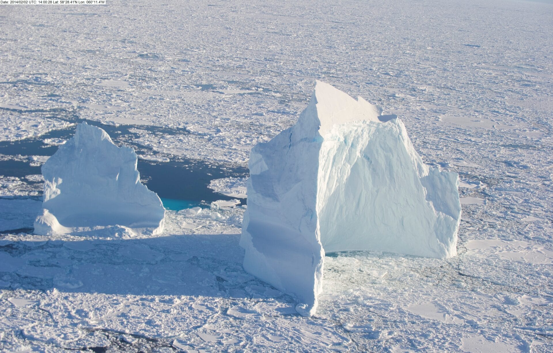 Aerial view photograph of iceberg