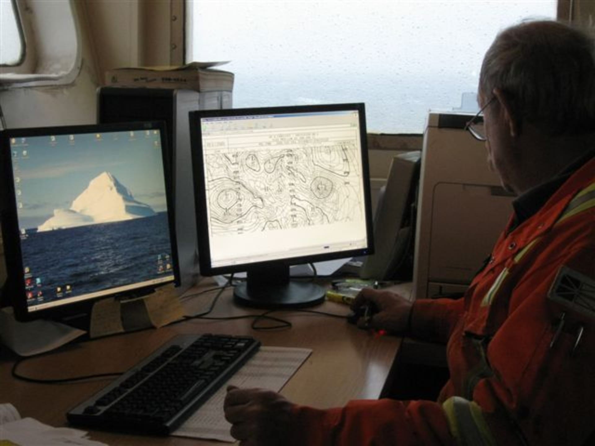 Photograph of operator analysing data