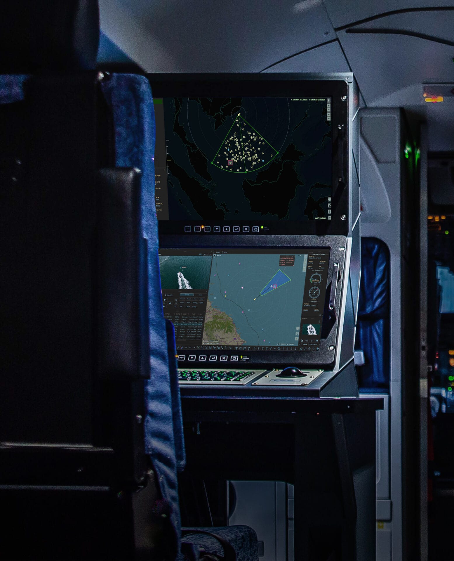 Photograph of an AIMS-ISR workspace on an aircraft